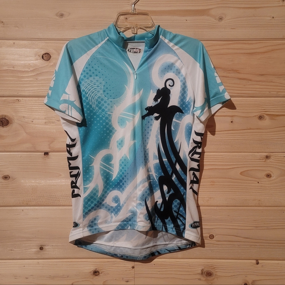 Women's Primal Three Rear Pockets Panther Print Cycling Shirt Size XL 21x23